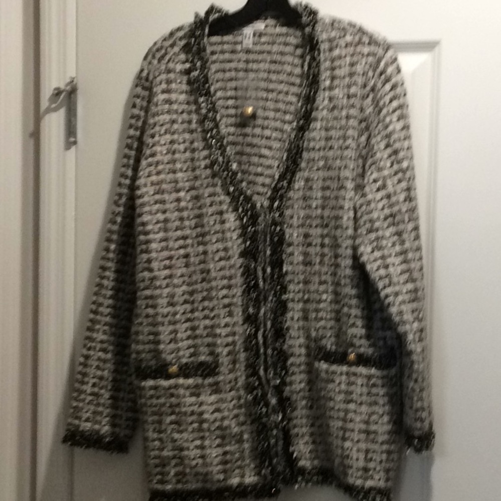 Issac Mizrahi tweed cardigan/jacket
